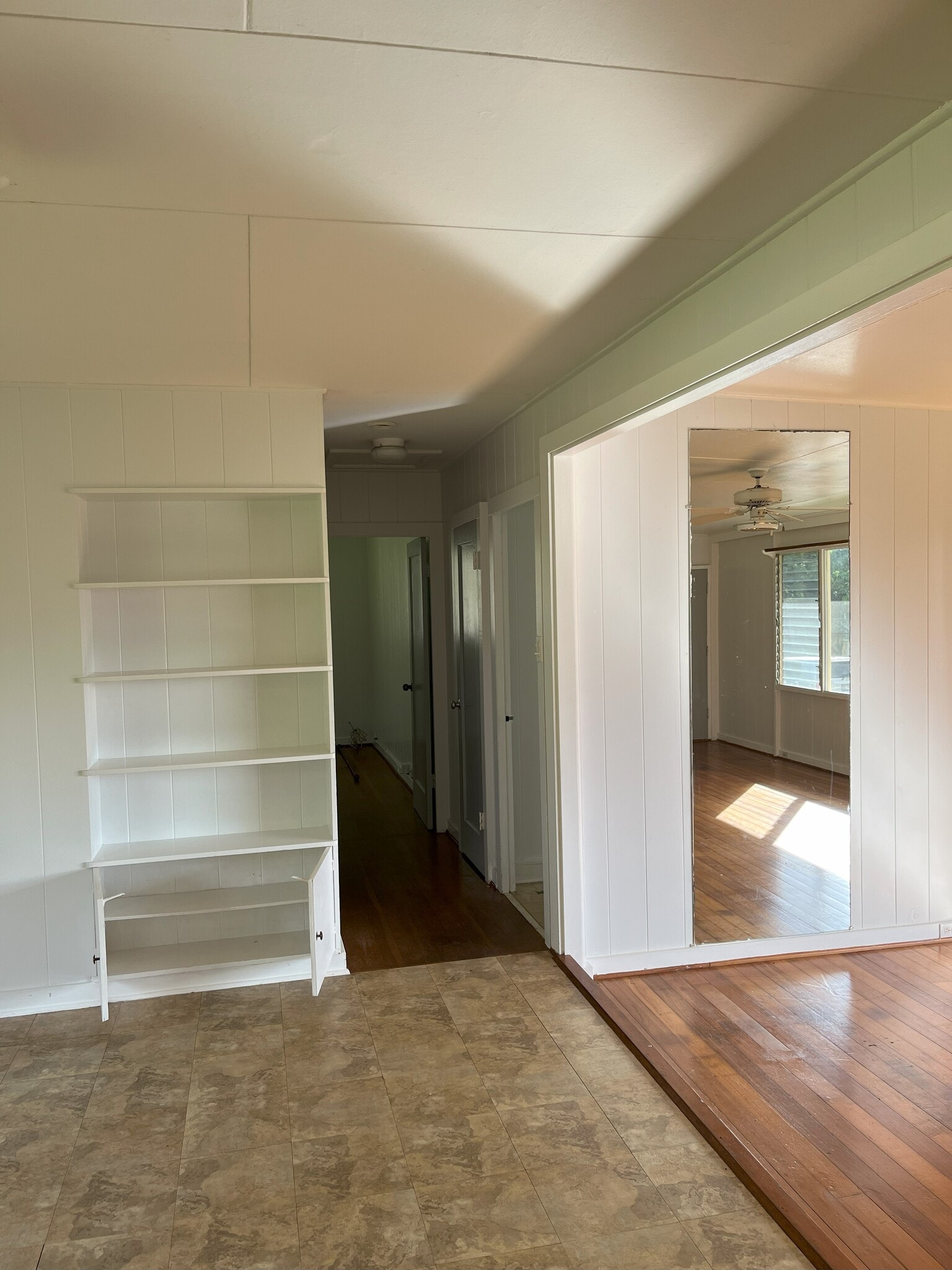 Shelf and hallway - 220 Nichols St
