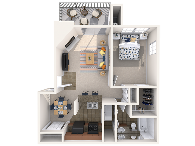 A1u - 1x1 upper floor floor plan Riverstone Apartments - Riverstone Apartments