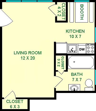 Tupelo Studio Floorplan - Wellesley Place