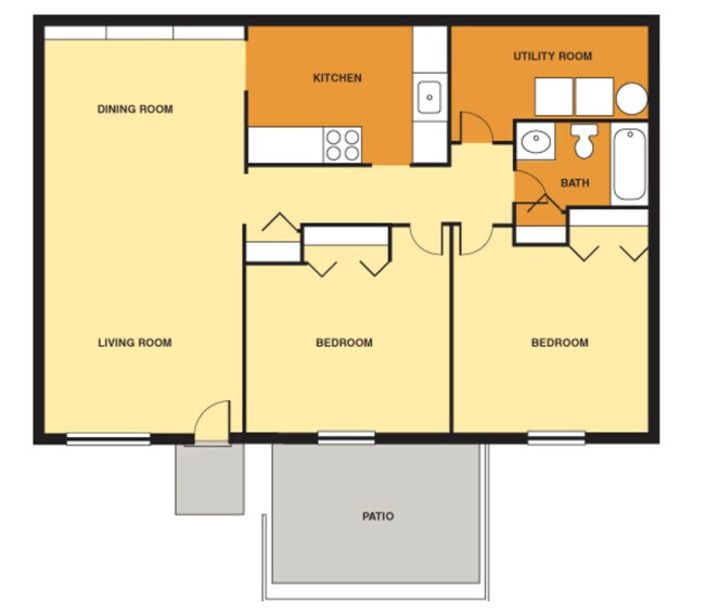 2 Bed 1 Bath Layout - Acadia Court