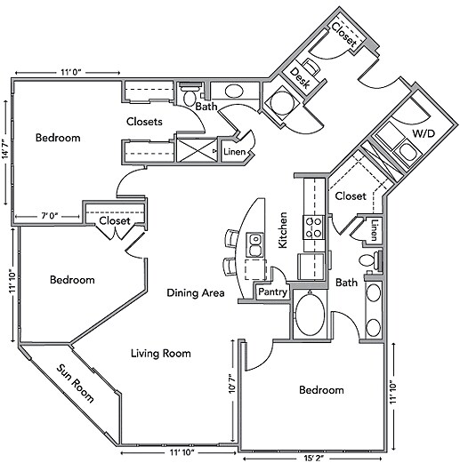 The McPherson Floor Plan - 3BR/2BA - The Blvd at Anson