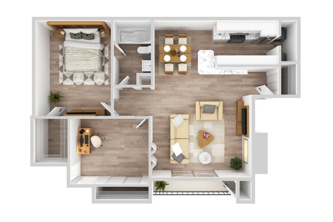 1 Bedroom | 1 Bath | 836 SF - The Augusta Apartments