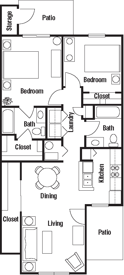 Three Bedroom/Twbath first level - North Lake Apartment Homes