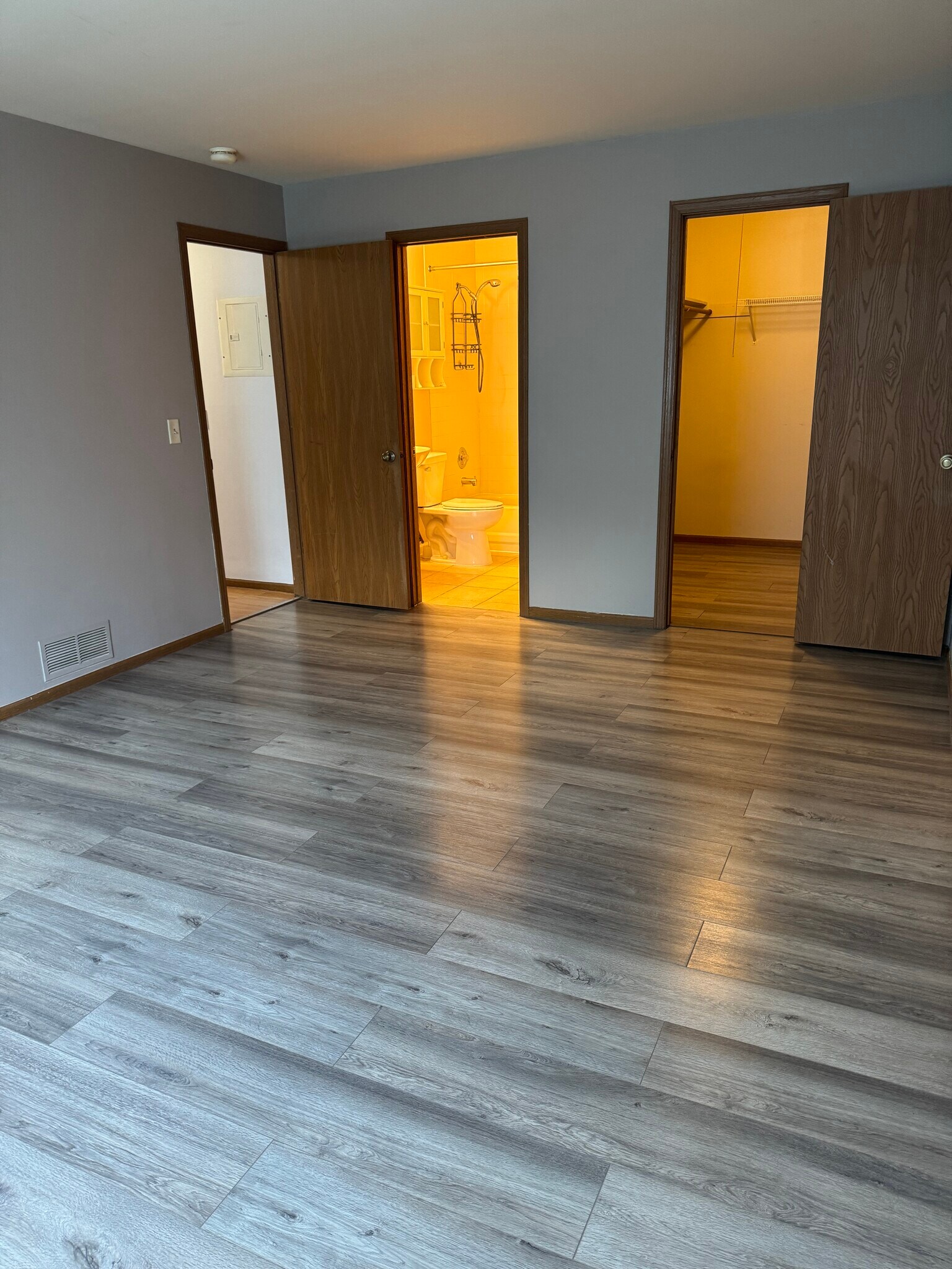 Primary bedroom with walk-in closet and full bathroom. - 21W581 North Ave