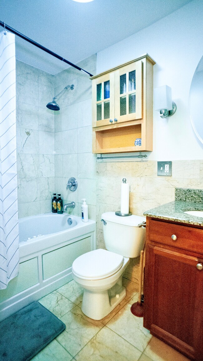 Bathroom with jacuzzi bath and marble finish - 6709 N Lakewood Ave