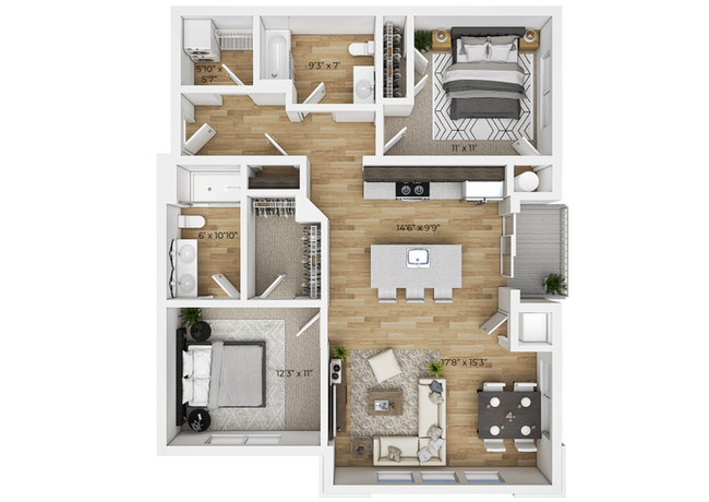 Dublin-Village- Unit Type 2B - Dimensions - Dublin Village