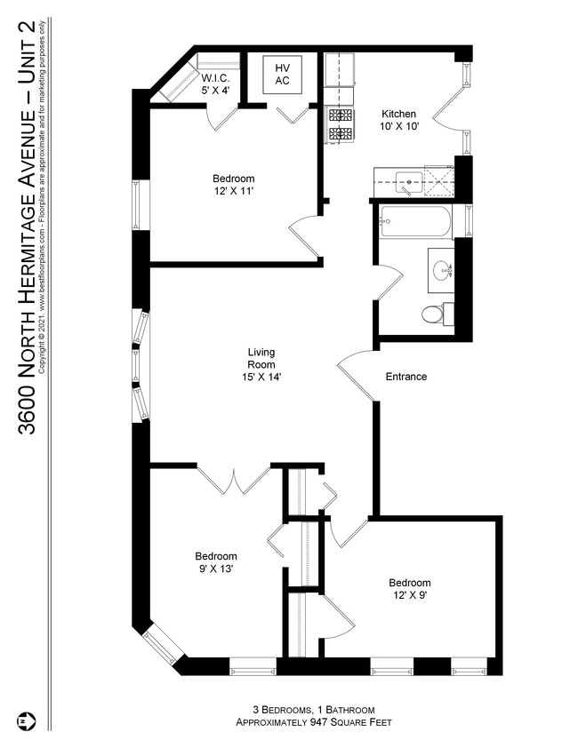 Floorplan - 3600-3602 North Hermitage Avenue