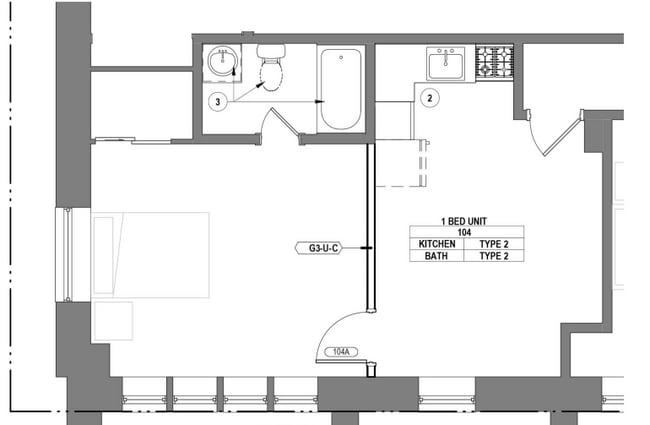 1500 Pine - Apt 104 Floor Plan - 1500 Pine