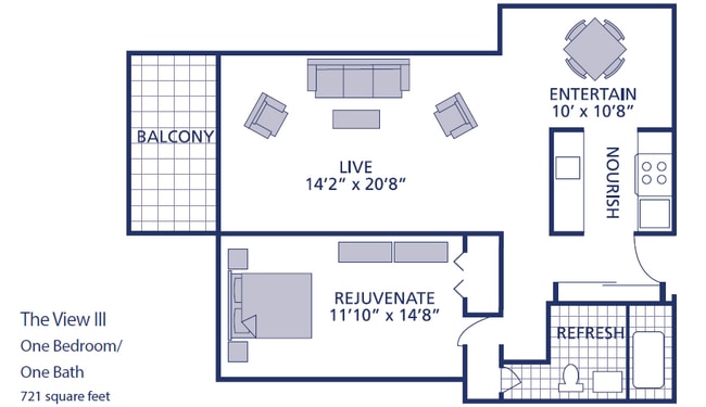 One Bed One Bath Large with Balcony - Berkshires At Town Center