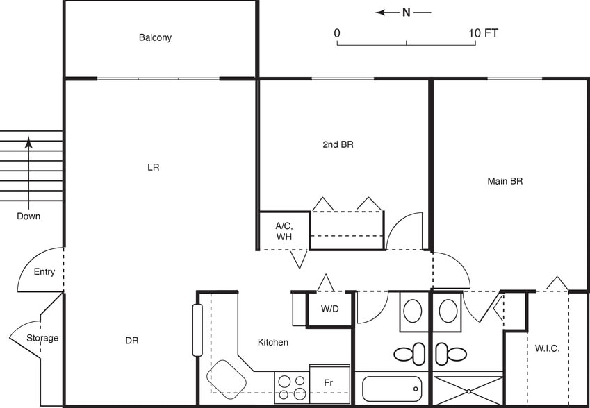 Floor plan; parking lot and preserve at top! - 1353 Pine Ridge Cir E