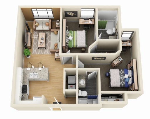 2BR/2BA Square - NorthView Student Apartments