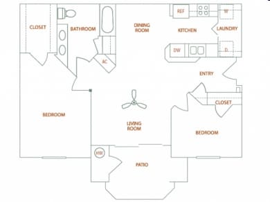 2BR/1BA - Broadleaf Apartments