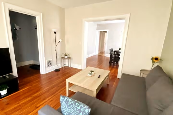 Spacious living room with a pull out sofa and 55 inch tv - 203 W Tupper St