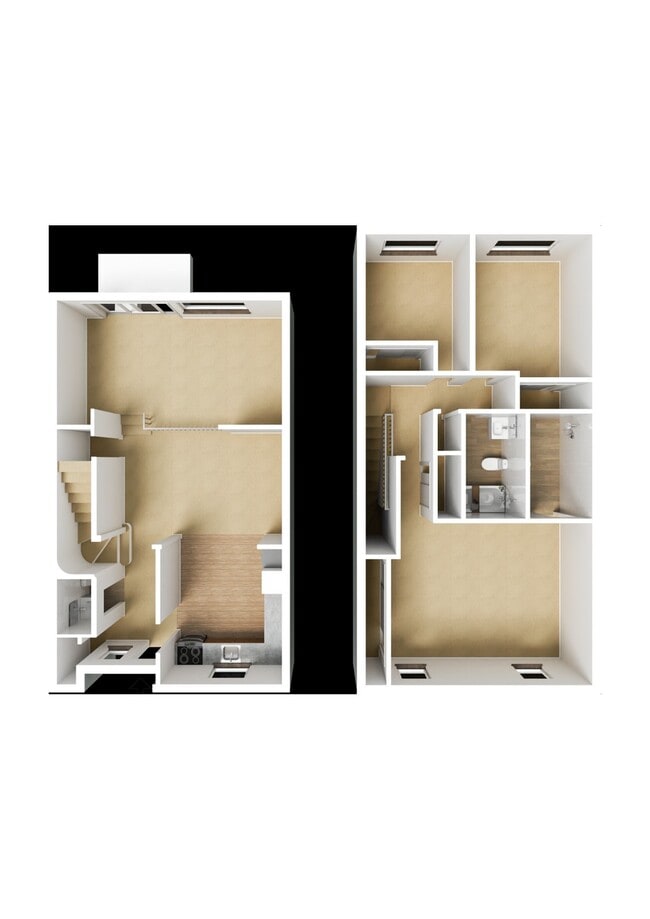 Three Bedroom Townhouse w/ Fireplace Remodel Model - Woods Mill Park Apartments & Townhomes