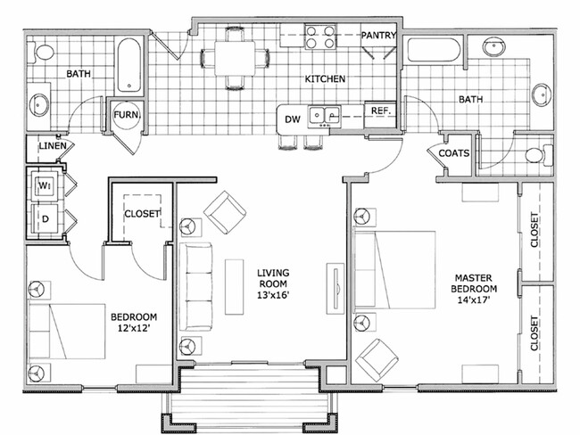 2 bedroom furnished apartment home - The Abbey Apartments