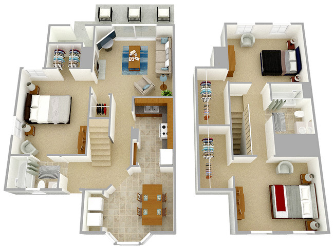 3 Bedroom / 2 Bath / 1400 Sq.Ft. - Rohoic Wood Apartments and Townhomes