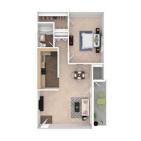 The Pine: Beds - 1: Baths - 1: SqFt Range - 768 to 768 - North Shore Gardens