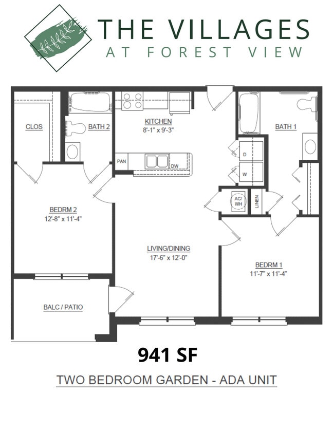 ADA 941 SF Two Bedroom - Villages at Forest View