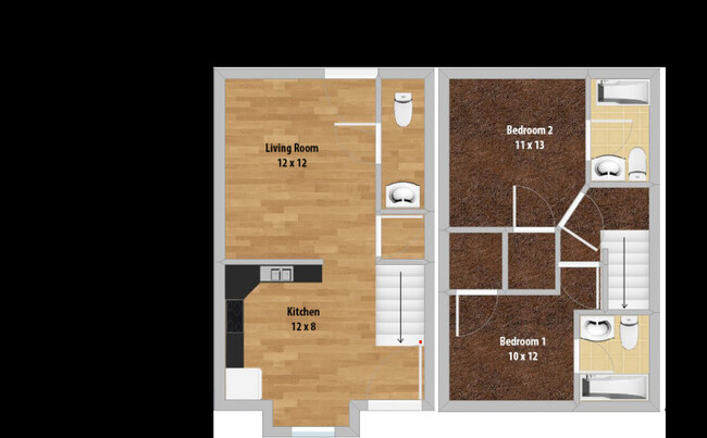 2 bedroom 2.5 bath 2 car garage C floor plan - HarborTown Villas