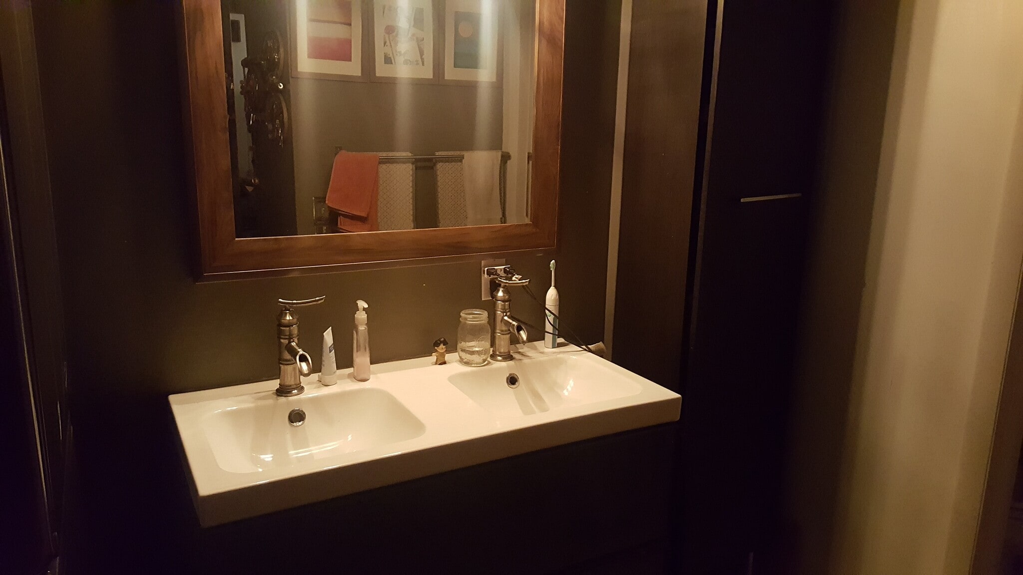 Remodeled bathroom with double sinks and storage - 2261 Blake Street