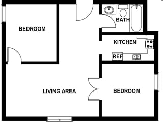 2BR/1BA - Bristol Apartments