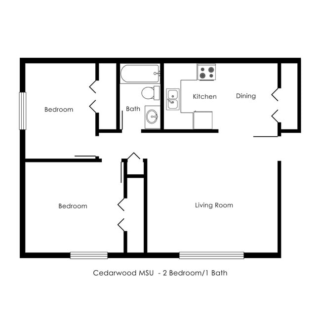 Floorplan - Cedarwood MSU Apartments - Located just a few blocks from the MSU campus!
