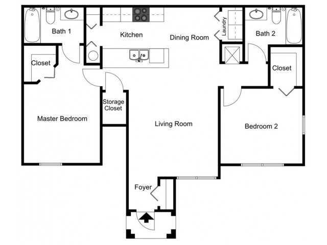 Oleander - Two Bedroom, Two Bath, 1st Floor - Walker Woods