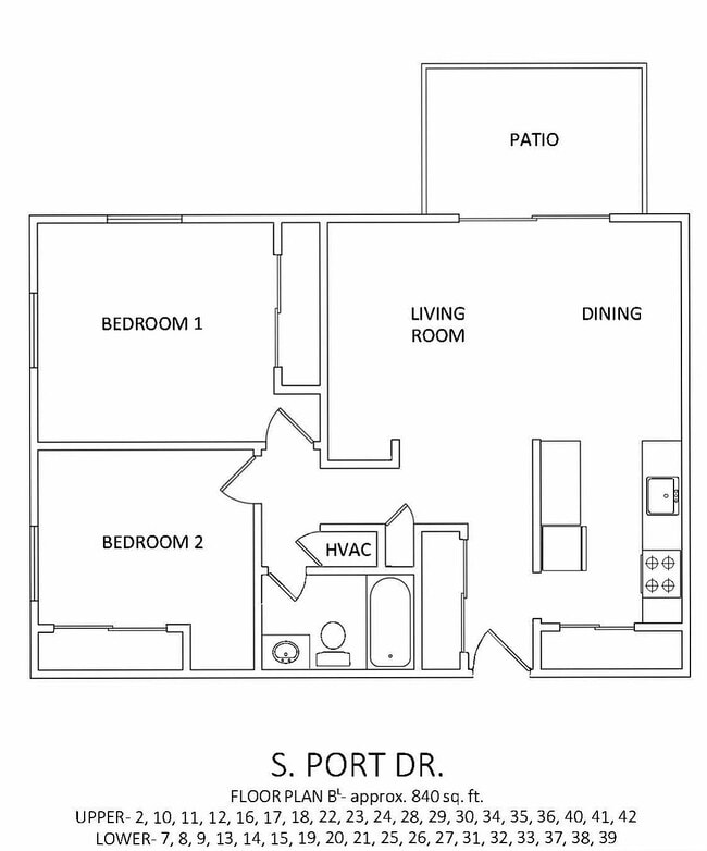 2x1 840 sq ft - A2 - Rosemont Terrace