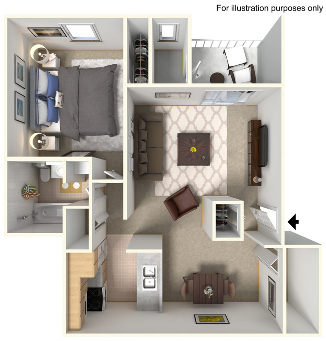 One Bedroom One Bathroom Model: 1 - Capitol Commons Apartments and Townhomes