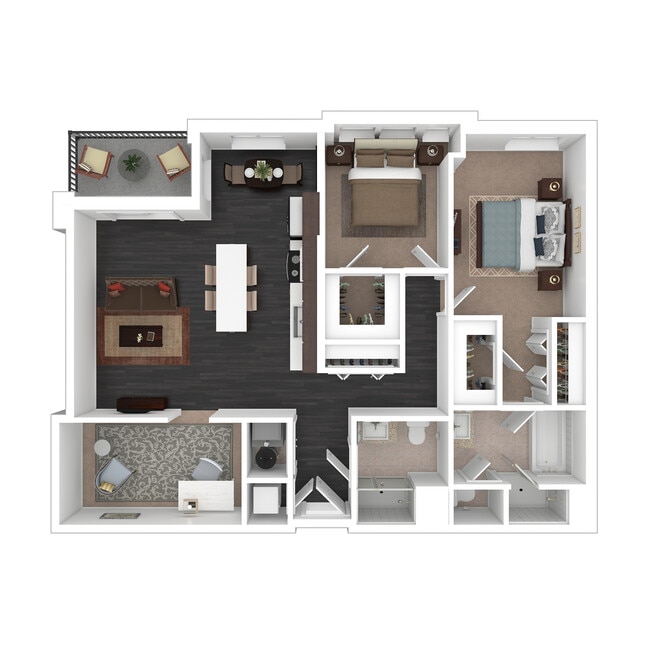 B10D 3D Floor plan - Courthouse Square Apartments