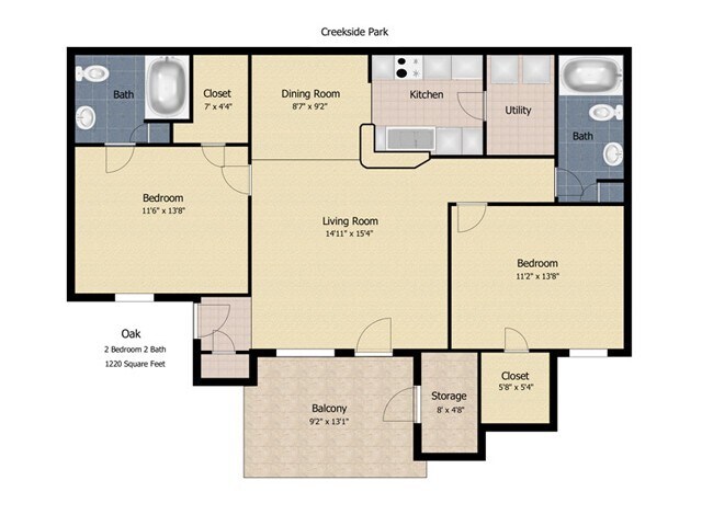 2 Bedroom 2 Bath - Creekside Park