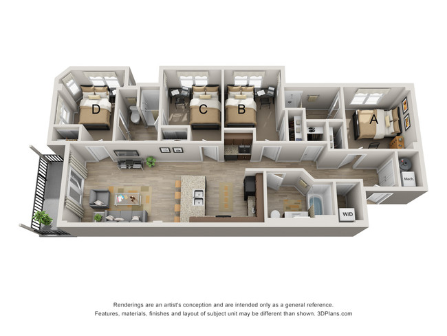 Floorplan - 305 Daniel | Student Housing