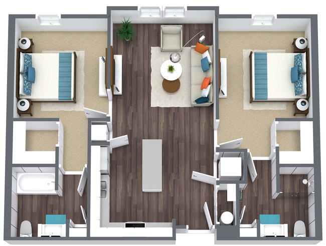 Haley Park - B1 Unit - Level 1 - 3D Floor Plan.png - Haley Park