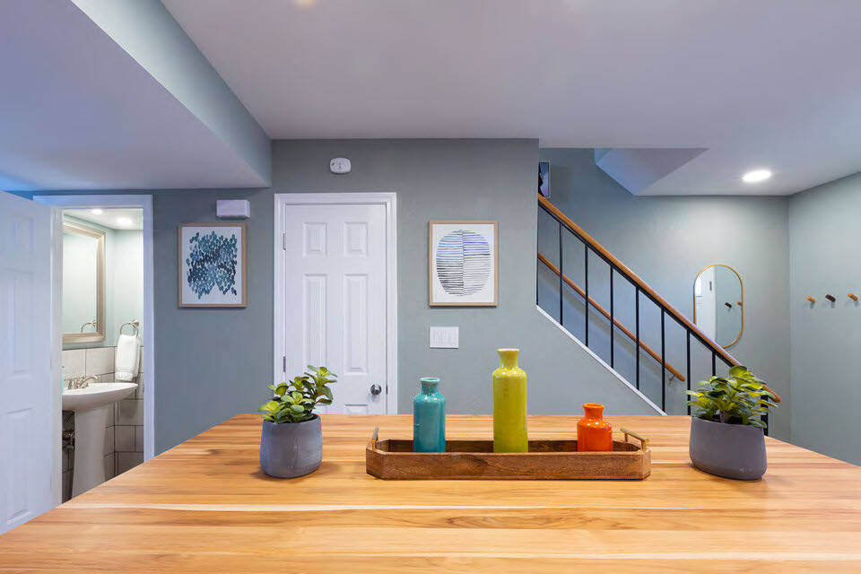 From kitchen to half bath and stairs - 3000 Golden Rd