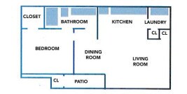 One Bedroom/One Bath 651sf - Pleasant Creek Apartments