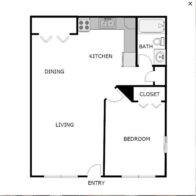 One bedroom 478 sq ft - Crosby Country Apartments