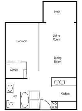 1BR/1BA - Pinecrest Apartments