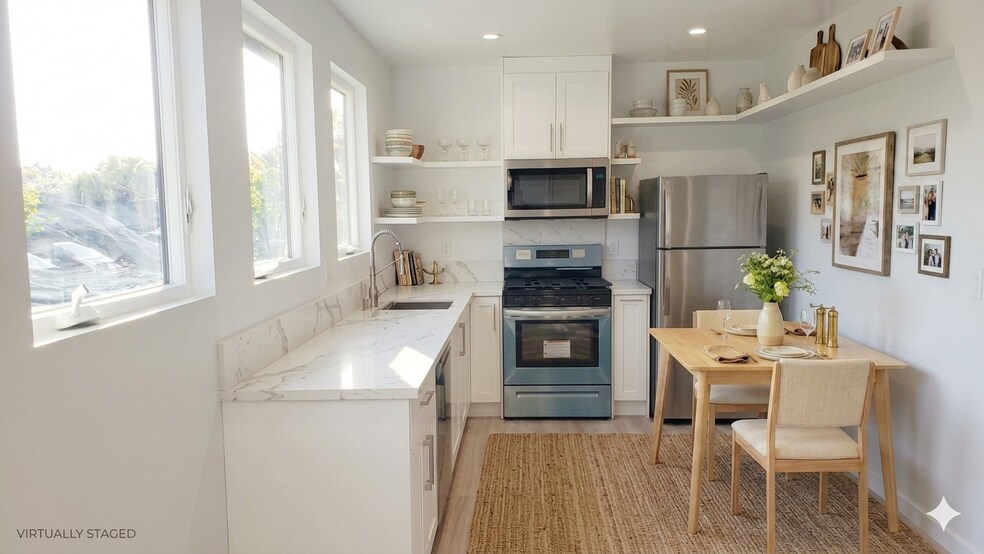 Designer Kitchen with Floating Shelves for your Dishware and Memorabilia - 3355 Virginia Ave