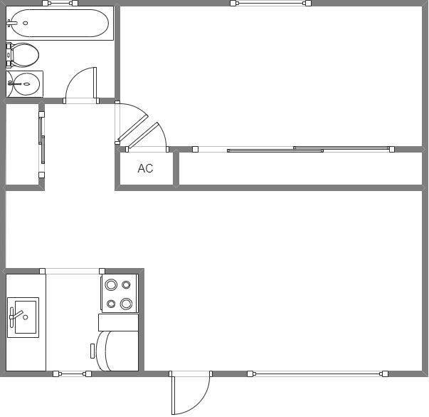 1BD/1BA Floorplan 2 - Beach Heights Of Hollywood Inc.