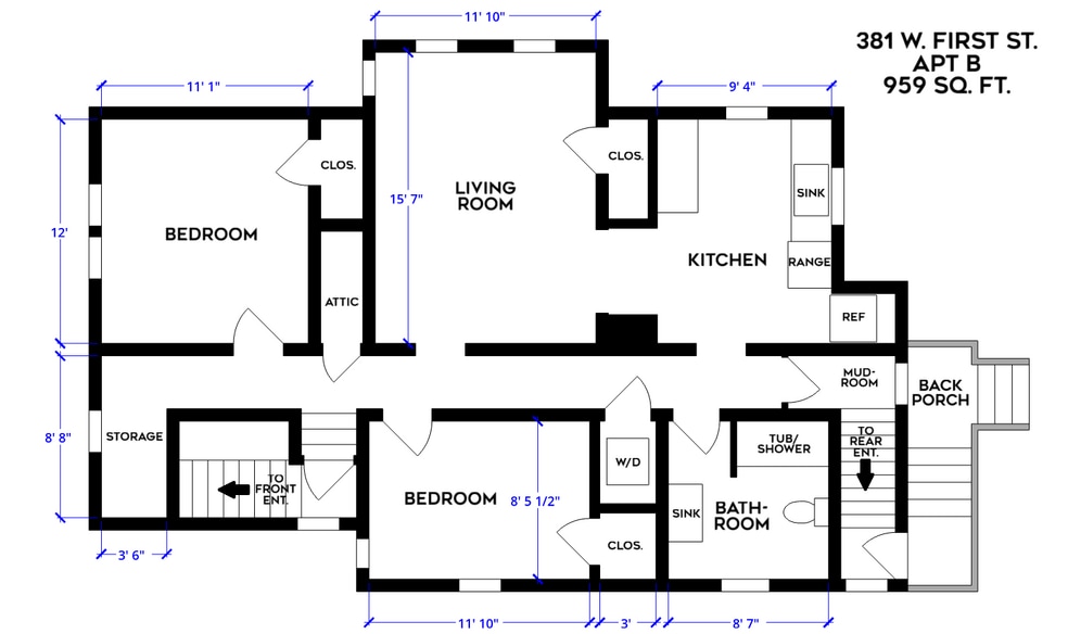 381 W. First St. Apt 2 Layout - 381 W 1st St