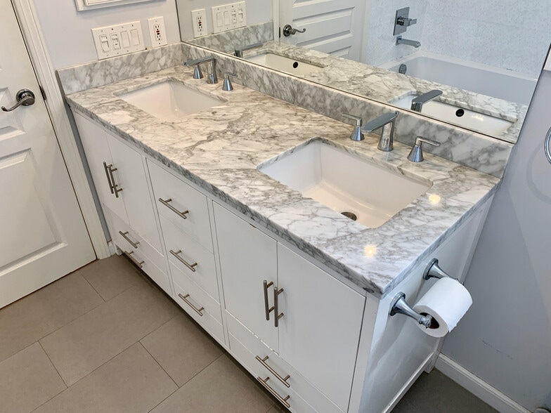 double sink vanity with marble top - 1534 Amherst Ave