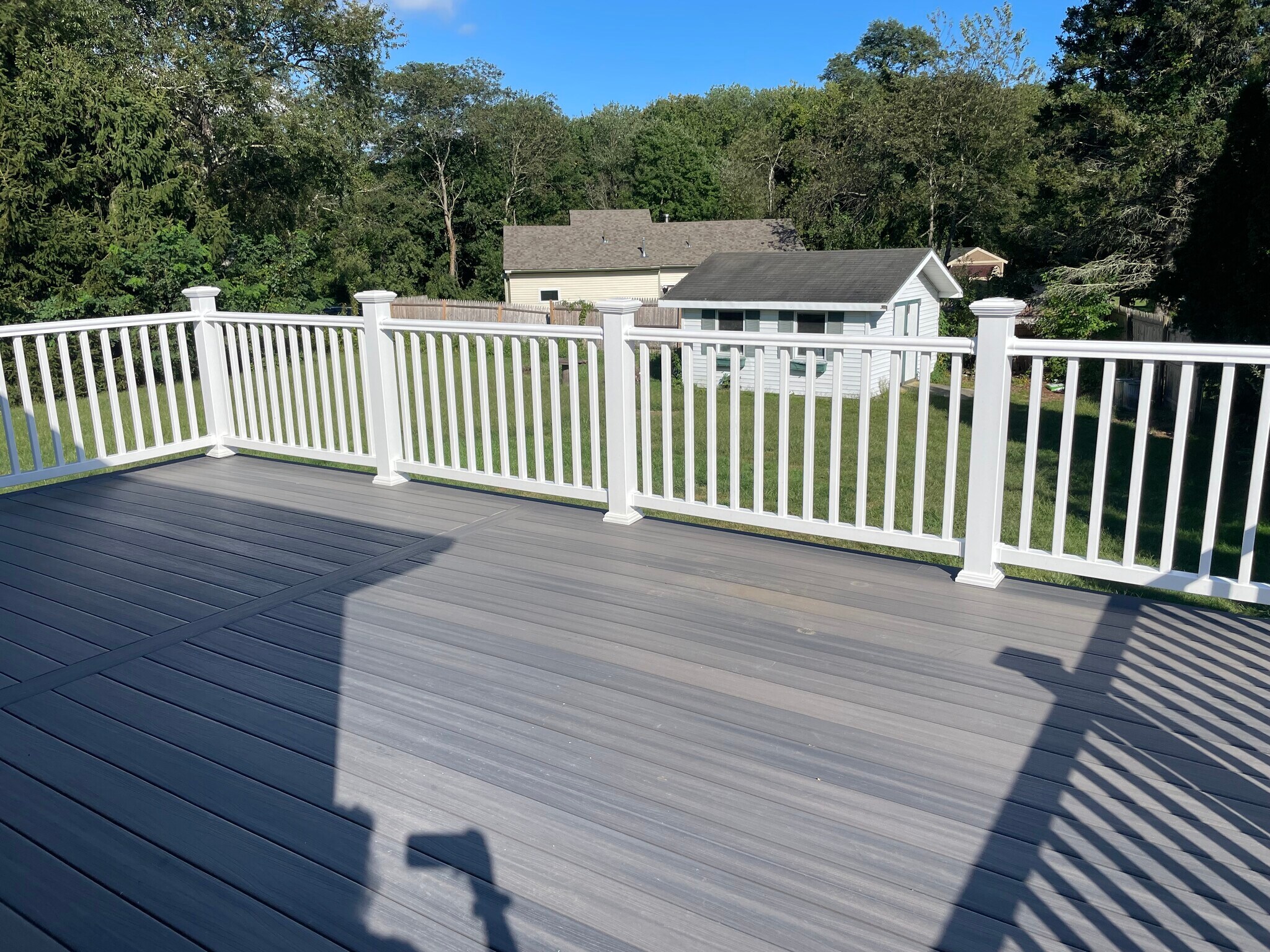 Private back porch overlooking shed and back yard - 44 N Woody Hill Rd