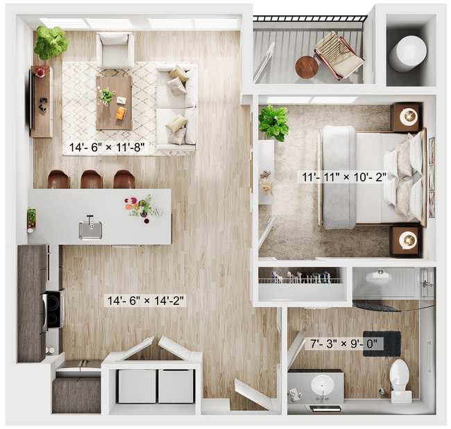 A1_1x1_646sqft ADA - Claro at High Point
