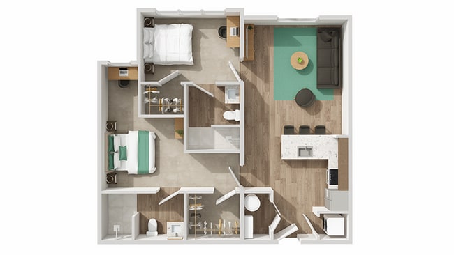B1: 2BD | 2BA | 883 SF - The Park