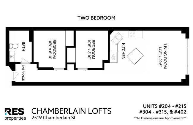 Floor Plan - Two Bedroom - The Lofts