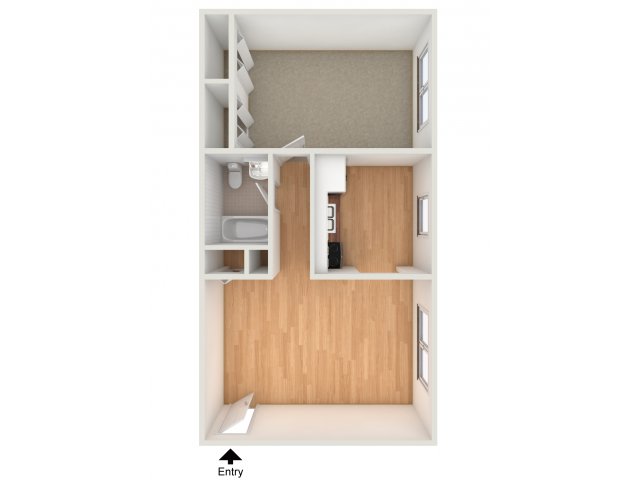 One bedroom floor plan - Boothwyn Court Apartments