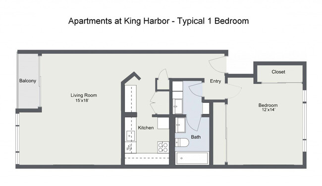 Floorplan Typical 1 Bedroom - Apartments at King Harbor