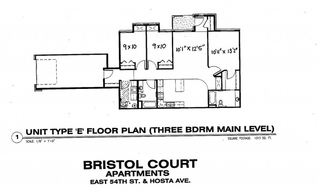 3BR/2BA Unit Type E - Bristol Court Apartments