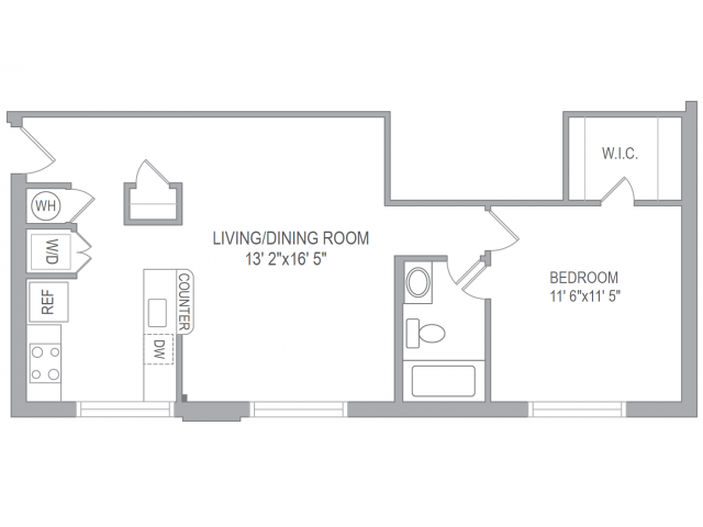 1 bedroom floor plan with no balcony - Columbia View