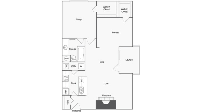 1 BR x 1 BA - F Floorplan - ReNew Andrews